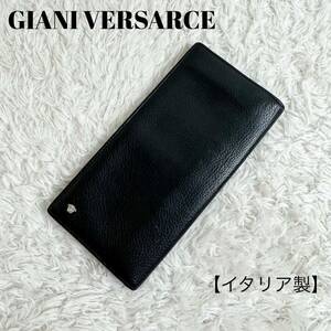 ジャンニヴェルサーチェ　長財布　札入れ　レザー　黒　イタリア製　GIANI VERSARCE ロングウォレット ブラック