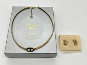 Christian Dior BIJOUX Christian Dior короткое колье колье серьги аксессуары BG Logo Gold Old Vintage 