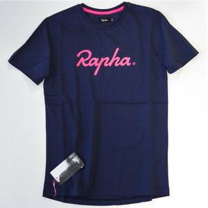 ★新品未使用! 送料込!★Rapha Logo T-Shirt ネイビー/ピンク系 XSサイズ ラファ ロゴ Tシャツ 半袖 コットン100％ 自転車 サイクリング