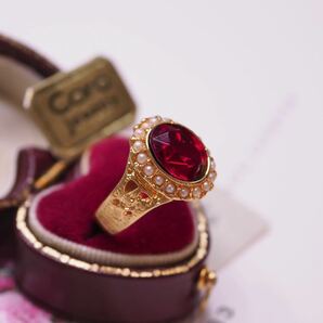 ＊K9シードパールの取り巻きリング＊英国ヴィンテージ イギリス アンティーク ヴィクトリアン 指輪 ring vintage antique gold ruby (K18の画像3