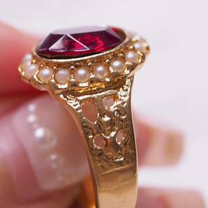 ＊K9シードパールの取り巻きリング＊英国ヴィンテージ イギリス アンティーク ヴィクトリアン 指輪 ring vintage antique gold ruby (K18の画像4