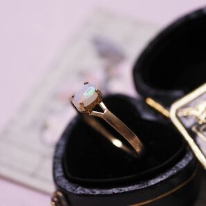 ＊K10小さなホワイトオパールリング＊英国ヴィンテージ イギリス アンティーク 指輪 金 昭和レトロ ring vintage antique gold (検K18 の画像3