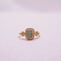 ＊K9アールヌーボーダイヤモンド&エメラルドリング＊英国アンティーク ヴィンテージ ring vintage antique gold emerald diamond K18_画像5