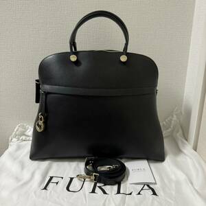 【新品同様】FURLA フルラ パイパー　L 2way トートバッグ ショルダーバッグ PIPER L ブラック　黒　ハンドバッグ