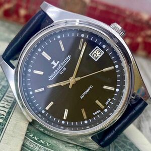 【動作良好】★送料無料★ ジャガールクルト JAEGER LECOULTRE メンズ腕時計 ブラック 自動巻き ヴィンテージ アンティーク