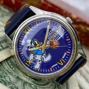 【レトロ可愛い】セイコー ドナルド メンズ腕時計 ブルー 自動巻き ヴィンテージ