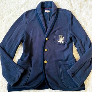 J.PRESS J Press gold button shawl color tailored jacket cardigan Anne navy blue jacket brand embroidery stretch L corresponding 