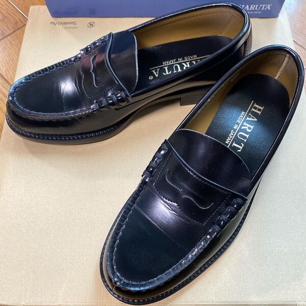 HARUTA ハルタ 5160 ローファー メンズ 24.5 EEE 黒 美品 日本製 通学靴