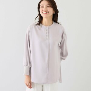 【新品未使用】RAVIE COMFORT+ ラヴィーコンフォート ダブルジョーゼット チュニック丈 ブラウス モーブグレー L【参考価格￥6,980-】