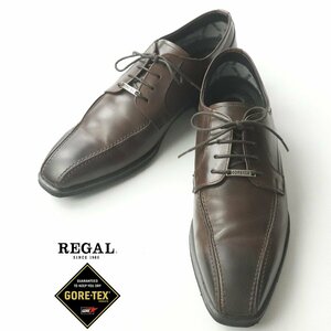 美品 日本製 REGAL リーガル GORE-TEX ゴアテックス 撥水 牛革 レザー ダービー ドレスシューズ 茶 ブラウン 26.5EEE【参考価格￥28,600-】