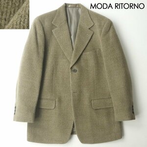 極美品 紳士服 青木 MODA RITORNO モーダ・リトルノ ウール100％ 起毛メルトンウール 2つボタン テーラードジャケット ベージュ M ブレザー