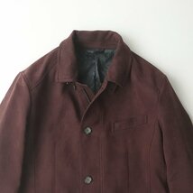 美品 オンワード樫山 JOSEPH ABBOUD ジョセフアブード ポリエステル ピーチスキン ヘリンボーン ジャケット ワイン L【参考価格￥56,100-】_画像2