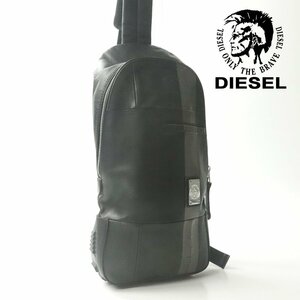 美品 国内正規品 DIESEL ディーゼル ブレイブマン プレート 牛革 レザー ボディバッグ 黒 ブラック【参考価格￥37,400-】