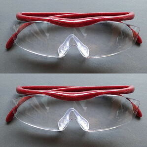 メガネ型 拡大鏡 1.8倍 軽量グラス オーバーグラス対応 ルーペめがね 眼鏡 ハンズフリー フリーサイズ 男女兼用 赤の2本セット 送料無料