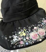 オシャレなお花の帽子.バケットハット.UVハット.UV帽子.レディース帽子.ＵＶカット.紫外線防止サマーハット☆トールペイント☆送料無料☆_画像5