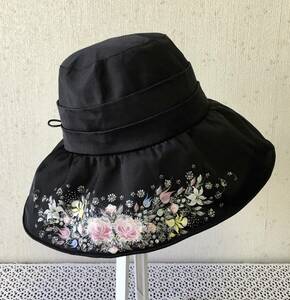 オシャレなお花の帽子.バケットハット.UVハット.UV帽子.レディース帽子.ＵＶカット.紫外線防止サマーハット☆トールペイント☆送料無料☆