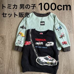 古着 男の子 キッズ 100センチ トレーナー 長袖 トミカ 車 スウェット ユナイテッドアローズ グリーンレーベルリラクシング