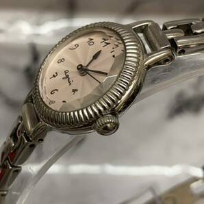 【1円〜売り切り】【電池交換済】agnes b.アニエスベー ピンクシルバー 腕時計 レディースサイズ 1N01-0RR0クォーツ の画像3
