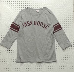 【ランタグ】Champion “JASS HOUSE”チャンピオン Tシャツ ラグラン ロチェスターコレクション 灰S
