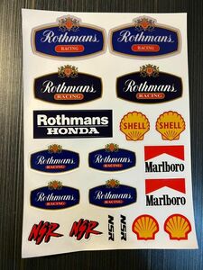 ★アウトレットセール★新品 訳あり ロスマンズ Rothmans RACING MotoGP 20 x 28 cm NSR Marlboro Shell レーシング ステッカー デカール