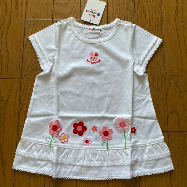 SALE 新品　ミキハウス　日本製　半袖Ｔシャツ　100 白　カットソー 女の子 チュニック 