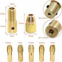 SeonFook 14点セット 小型電気ドリル コレットチャック 真鍮製 3.175mm底穴+2.35mm底穴 ミニドリルアクセサ_画像2