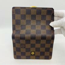 R434【極美品】ルイヴィトン ダミエ がま口 ヴィエノワ ポルトモネ 2つ折り財布 LOUIS VUITTON レザー ブラウン_画像3