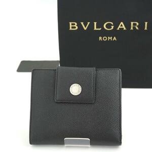  не использовался . близкий BVLGARI BVLGARY Mini кошелек Logo любитель Classico двойной бумажник кожа чёрный черный 