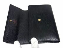 R383 1円 ■未使用級■ LOUIS VUITTON ルイヴィトン M63712 エピ ポルトトレゾール エテュイパピエ 三つ折り 財布 ブラック系_画像3