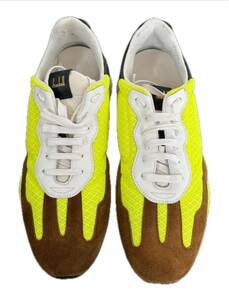 新品 未使用 ダンヒル メンズ スニーカー シューズ 42 約26-27cm イタリア製 ローカット 靴 イエロー ブラウン dunhill shoes リシュモン