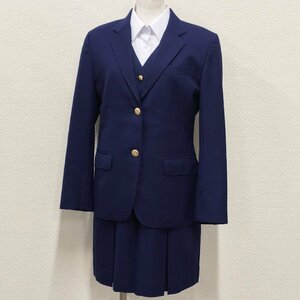 A700/L(中古)埼玉県 和光国際高校 女子制服5点 /M/W69/丈51/ブレザー/夏ベスト/スカート/コート/青紺/Kanko/冬服/夏服/学生服/卒業生品