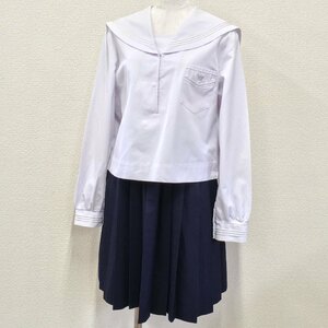 A708/(中古)兵庫県 小野高校 女子制服2点 /8/3L程度/W72/合服セーラー/冬スカート/白3本/TOMBOW/夏服/中間服/長袖/学生服/女子学生