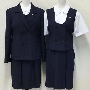 O643/T984(中古)栃木県 石橋高校 女子制服8点 /指定品/校章付/160A/M/W63/丈54/ブレザー/セーター/ベスト/ブラウス/スカート/紺/卒業生品