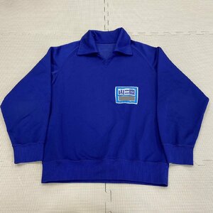 Y662/Y(中古)山形県 山形市立 第二中学校 体操着 1点 /指定品/ゼッケン付き/長袖:S程度/着丈:約61cm/身幅:約54cｍ/青/スレ,糸引きあり/女子