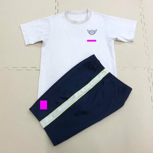 M680/Y ( used ) Yamagata prefecture white hawk junior high school [ gym uniform 2 point ] [ short sleeves :M/ dress length : approximately 65cm] [ shorts :L/ total length : approximately 50cm] designation goods /Galax/ woman raw ./ jersey 