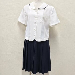 A734/(中古)茨城県 細谷高等専修学校 女子制服2点 /165/W66/半袖ブラウス/夏スカート/夏服/夏用/学生服/女子学生/中学校/高校/変形襟