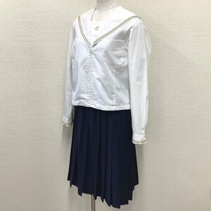 I584/Y(中古)山形県 山本学園高校 女子制服2点 /M/W63~65/合服セーラー/夏スカート/KANKO/金2本ライン/女子学生/私立/閉校/女子学生/学生服