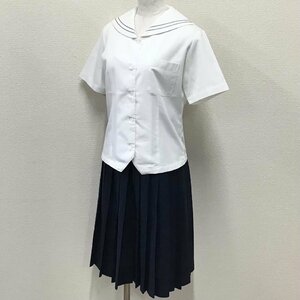 O665/A(中古)愛知県 杏和高校 女子制服2点 /160A/W64/丈65/28本/半袖セーラー/夏スカート/グレー2本/夏服/夏用/中学校/学生服/女子学生