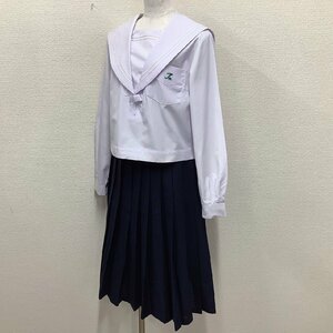 I602/(中古)兵庫県 高砂南高校 女子制服2点 /旧制服/L/W63~69/丈68/合服セーラー/夏スカート/Predichant/白2本/夏服/紺/女子学生/学生服