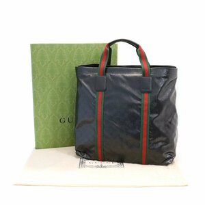 【新品同様/Sランク】グッチ(GUCCI) ミディアム トートバッグ 763287 GGクリスタル ブラック 黒色 シェリーライン ハンドバッグ 箱 保存袋