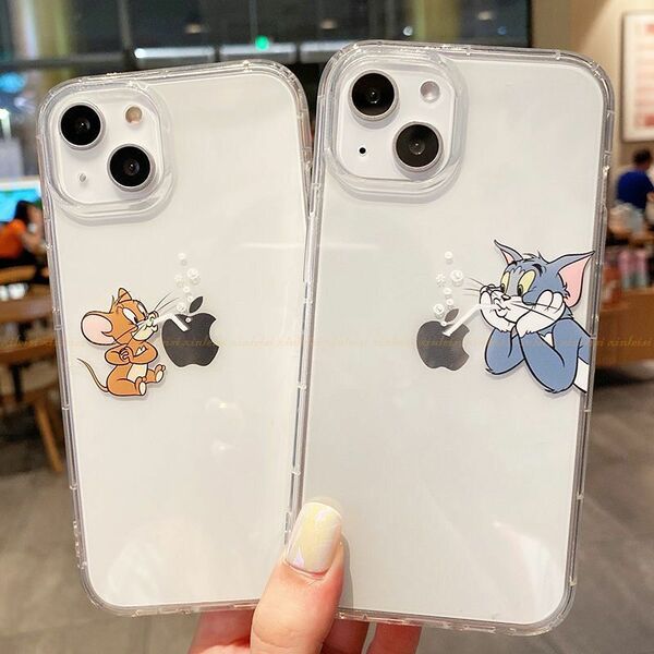 iPhone13ケース トムとジェリー TPU クリア キャラクター かわいい カップル スマホケース iPhone11 12 13 14 Pro max mini Plusケース