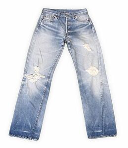 80's 1983 米国製 リーバイス LEVI'S 501 レッドライン 赤耳 裾チェーンステッチ 釦裏524 ボロ 表記W29 L36 実寸W70 L81cm [ta-1056]