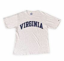 90’s 米国製 チャンピオン Champion Tシャツ バージニア大学 VIRGINIA アーチプリント 綿99 レーヨン1 杢グレー 大きめL [ta-1062]_画像1