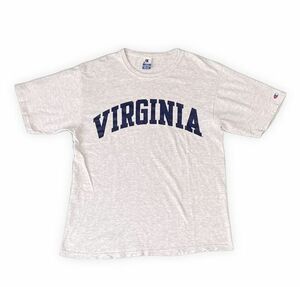 90’s 米国製 チャンピオン Champion Tシャツ バージニア大学 VIRGINIA アーチプリント 綿99 レーヨン1 杢グレー 大きめL [ta-1062]