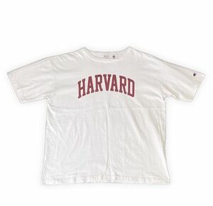 米国製 MADE IN USA チャンピオン Tシャツ T1011 HARVARD ハーバード大学 染み込み 白 ホワイト 綿100% L [b5-0050]