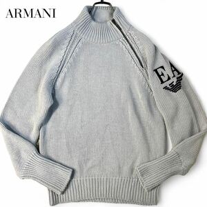 ●エンポリオ アルマーニ EMPORIO ARMANI ●ロゴ刺繍入 ハーフジップ ニット セーター ハイネック ウール イタリア系 メンズ　M