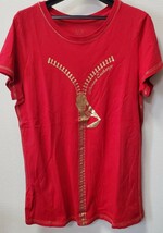 ●ARMANI EXCHANGE●半袖　Tシャツ　赤＆ゴールドカラー　レディース　L　きれいめ_画像2