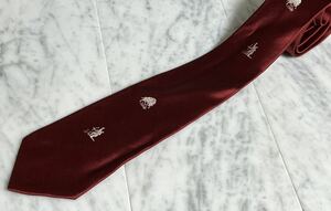 [ beautiful goods ] 699 jpy ~ Dominique France necktie red bordeaux lustre feeling Sleek laun one Point pattern (R3)