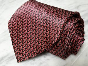 未使用に近い 699円～ dunhill ネクタイ レッド ブラック 総柄 (R1)