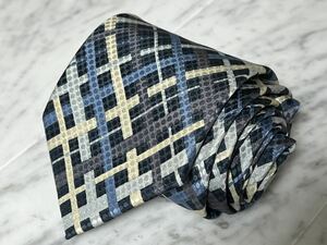  unused 699 jpy ~ Issey Miyake necktie check pattern total pattern navy series (B6)